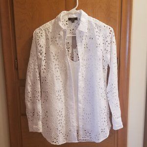J. Crew Embroidered eyelet button-up shirt